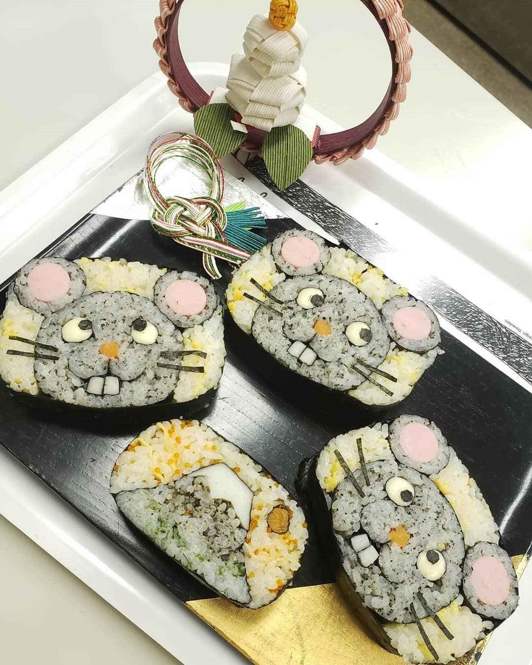 来年の干支ねずみちゃんの飾り巻き寿司を作ろう