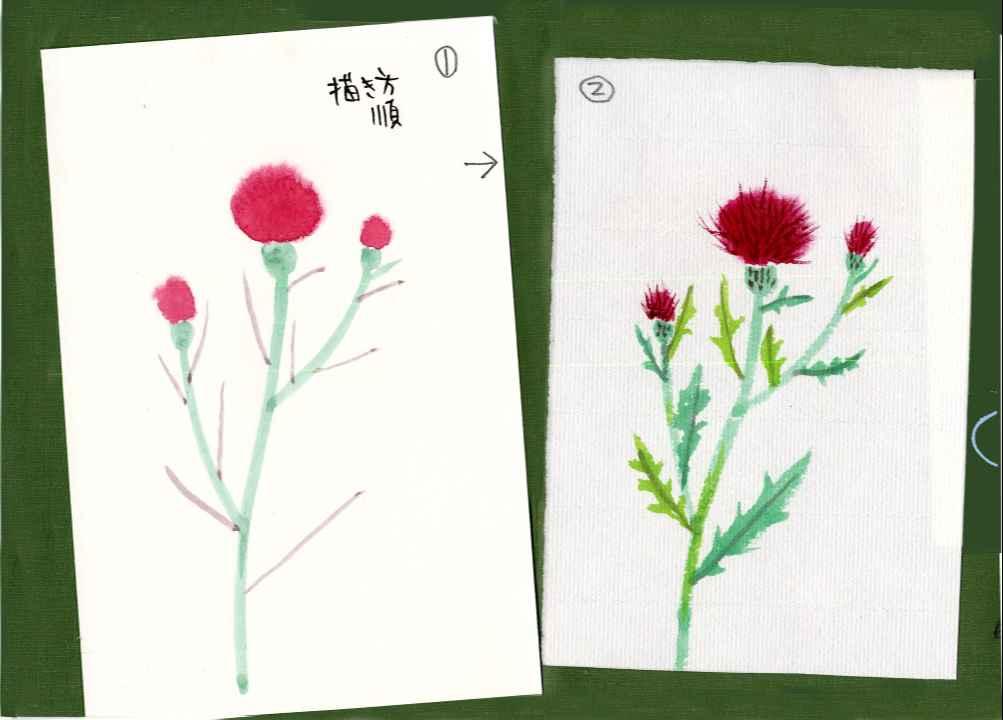 季節の花を描くー絵ハガキ作り