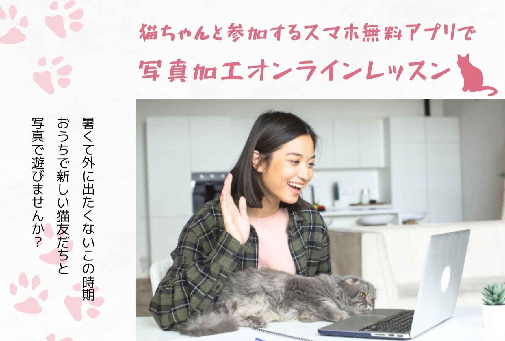 ＜猫友さんと出会える＞スマホ無料アプリを使う写真加工オンラインレッスン