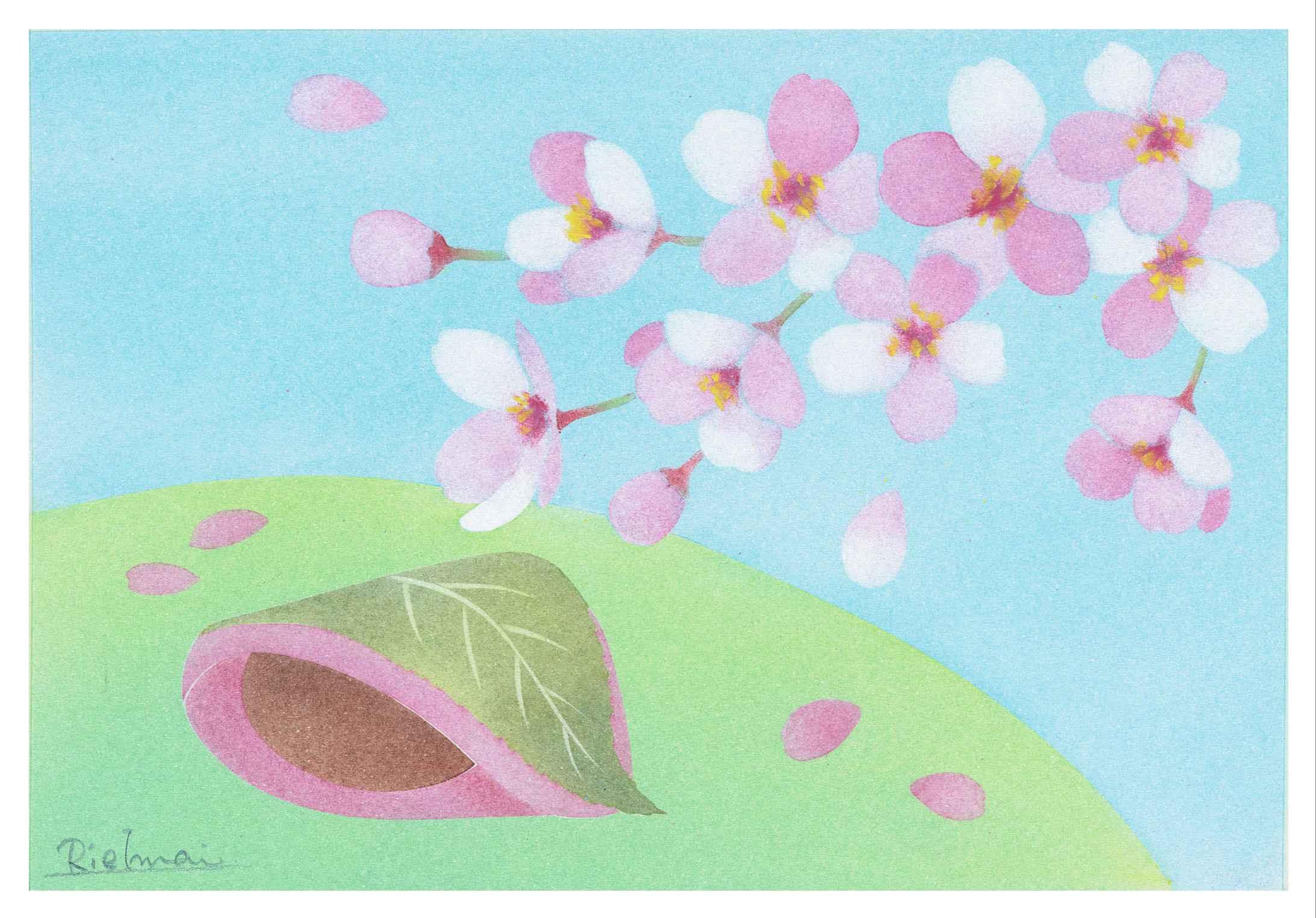 画材付 趣味で楽しむきままパステルオンライン教室「B6桜もち」