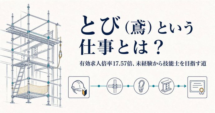 とび（鳶）という仕事とは？有効求人倍率17.57倍、未経験から技能士を目指す道