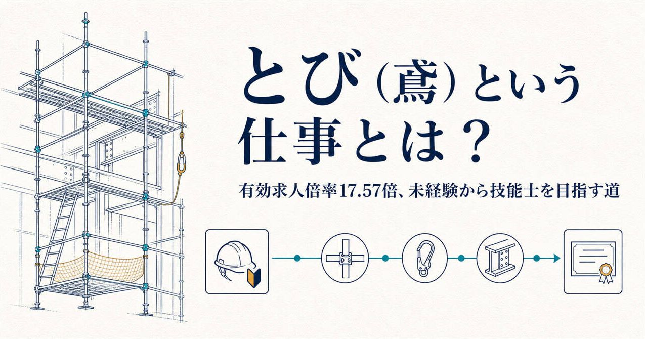 とび（鳶）という仕事とは？有効求人倍率17.57倍、未経験から技能士を目指す道