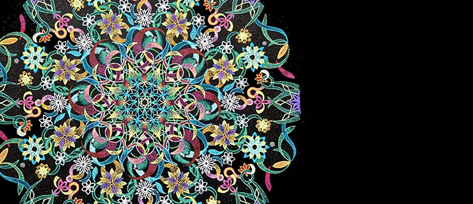 「宙を奏でる点描曼荼羅画」の作品