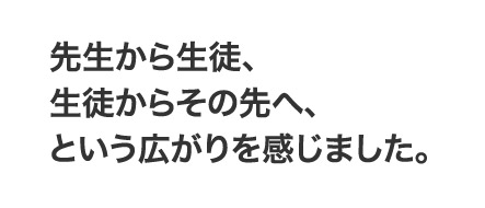 先生から生徒、生徒からその先へ、という広がりを感じました。